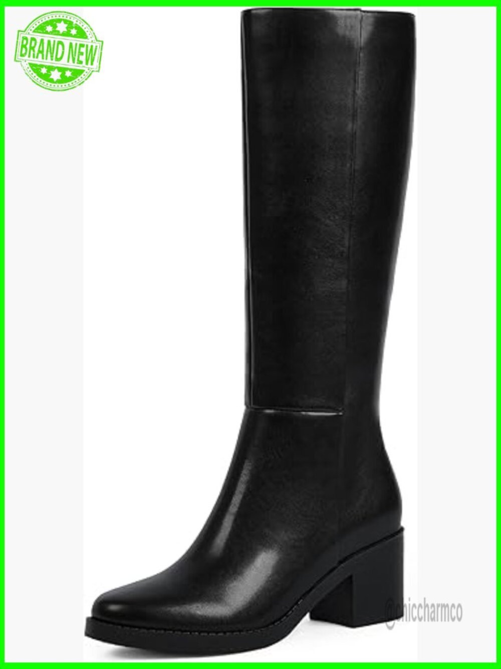 Knee High Boots 2.56" Chunky Heel Round Toe Side Zipper Fall Winter Dress Boots